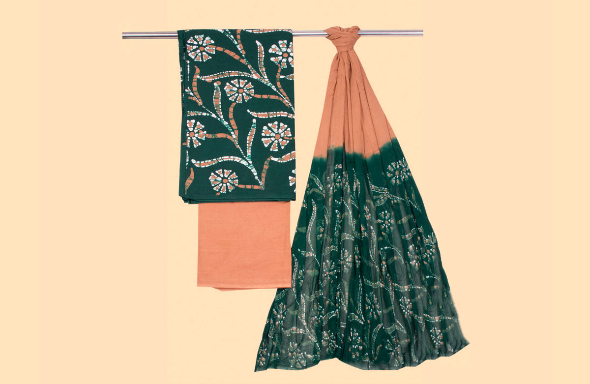 batik print dress material with chiffon dupatta AQSHA BATIK SUITS | *Hand Block Printed Batik Multi Color Unstiched Dress Material Suits* *Pure Cotton Suit With Chiffon Dupatta 60*60 Fine Quality Best Multi