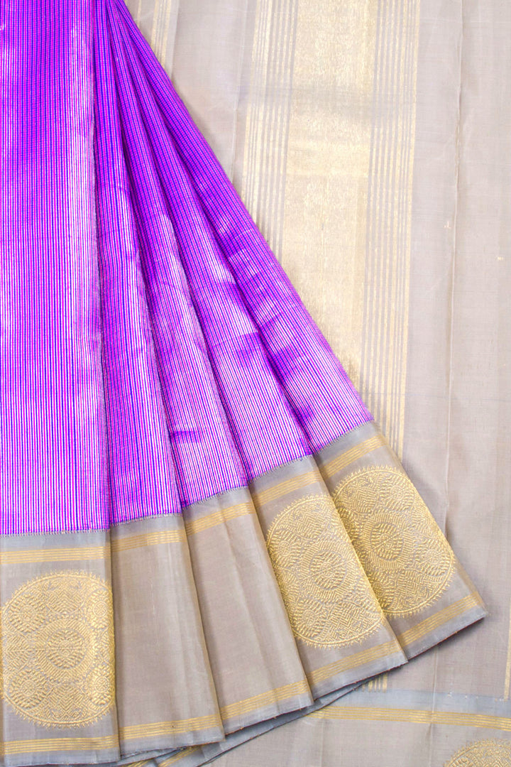 Magenta & Purple Pure Zari Kanjivaram Tissue Silk Saree 10062477