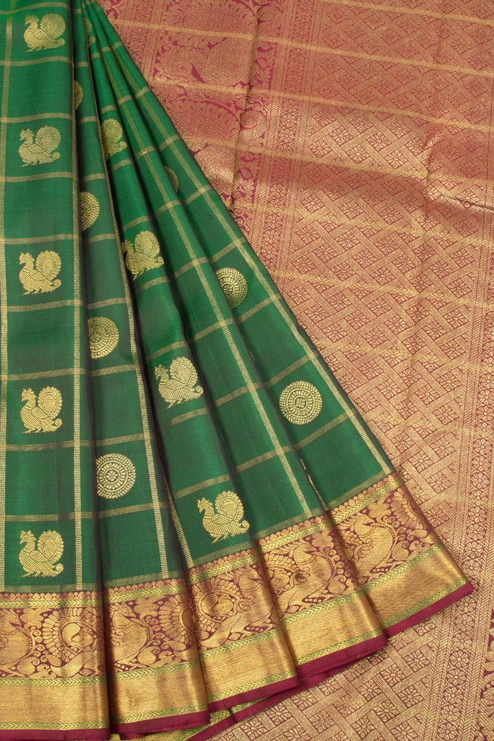 Green Pure Zari Korvai Kanjivaram Silk Saree 10063382