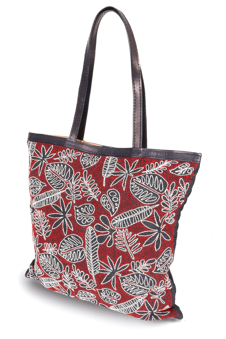Red Kantha Embroidery Tote bag 10063520