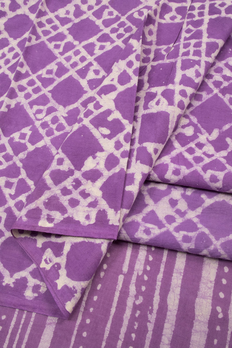 Purple Dabu Printed Cotton Salwar Suit Material  - Avishya