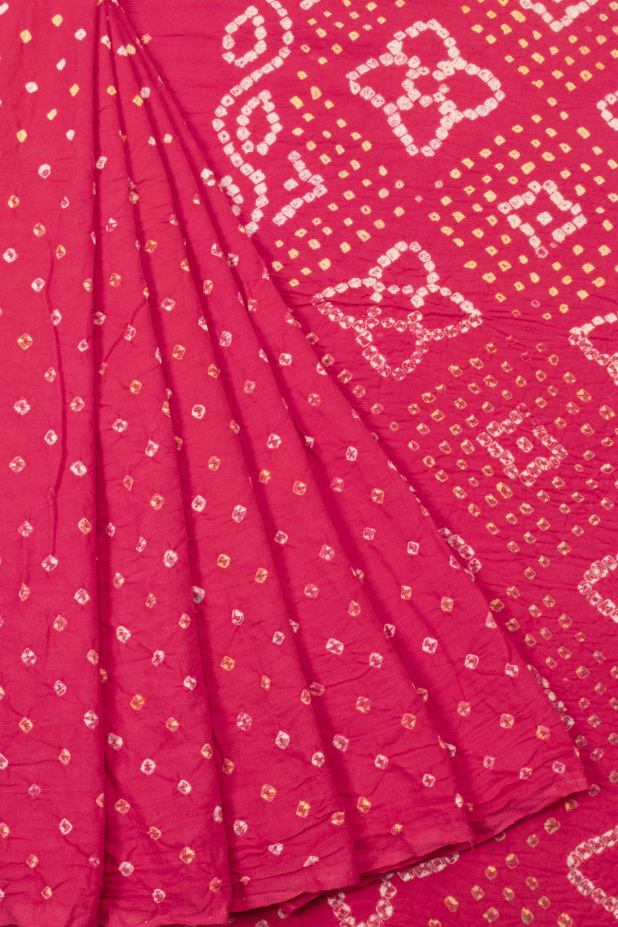 Red Handcrafted Bandhani Cotton Saree - Avishya
