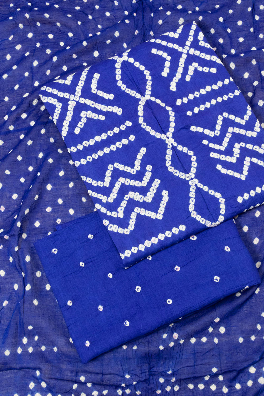 Ink Blue Bandhani Salwar Suit Material - Avishya
