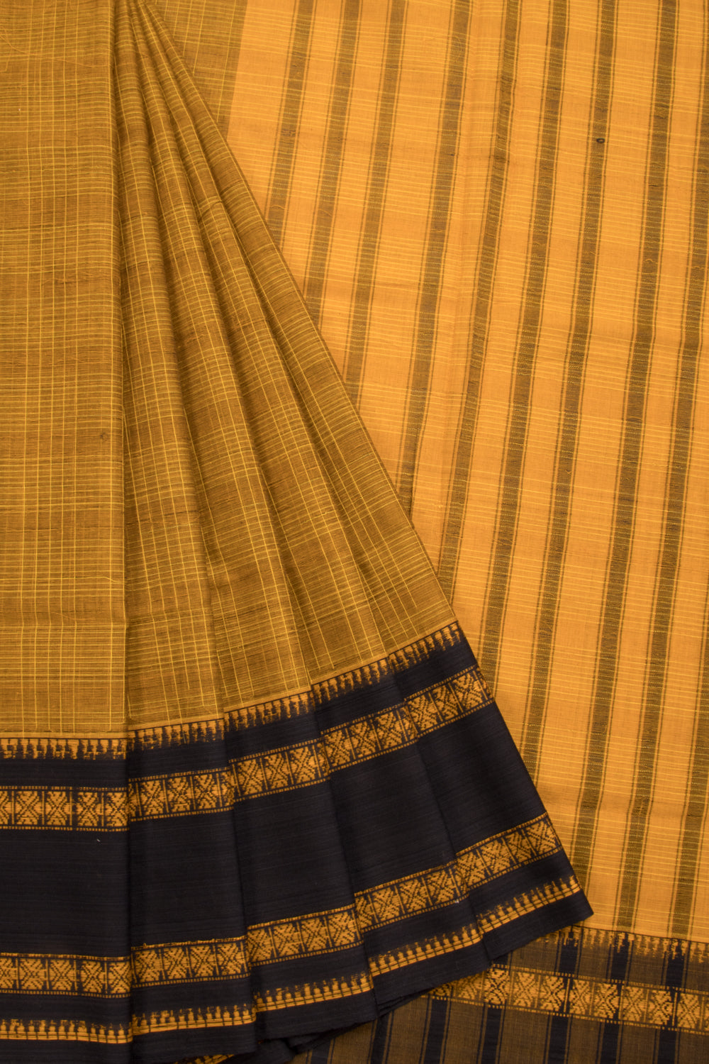 Brown Handloom Narayanpet Cotton Saree Without Blouse 10064360 - Avishya