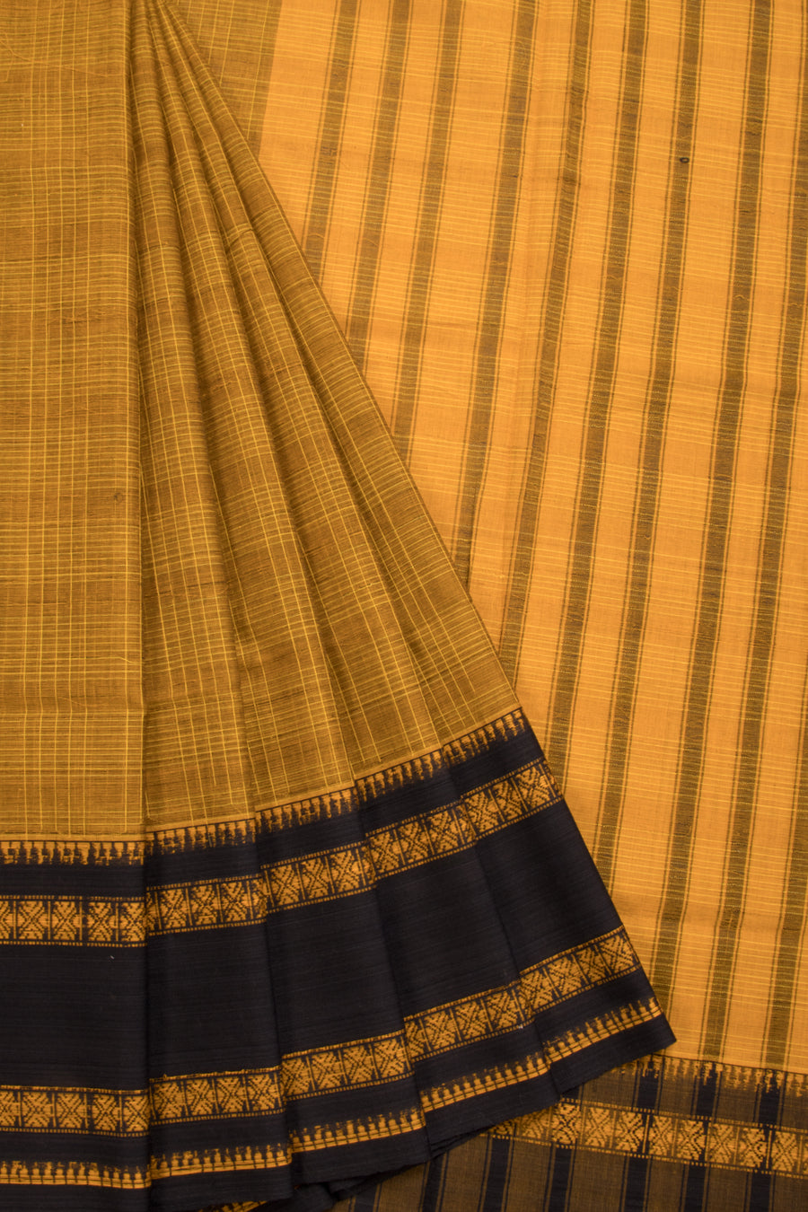 Brown Handloom Narayanpet Cotton Saree Without Blouse 10064360 - Avishya