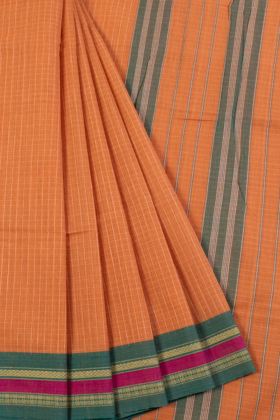 Peach Handloom Narayanpet Cotton Saree 10064364 - Avishya