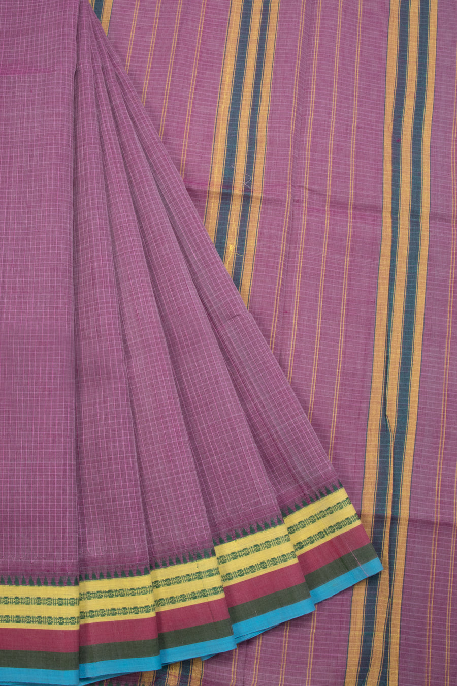 Violet Handloom Narayanpet Cotton Saree Without Blouse 10064373 - Avishya