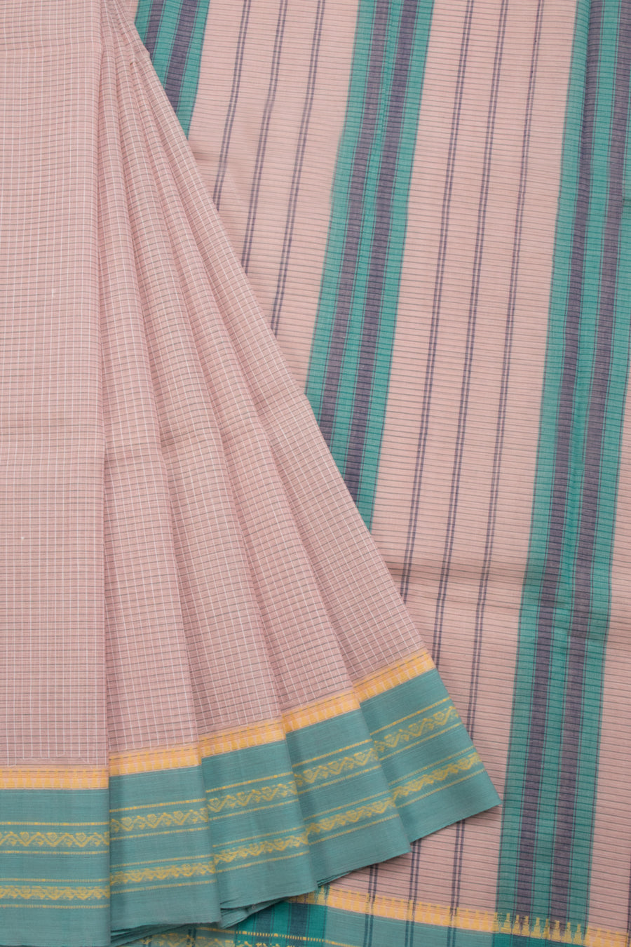Pink Handloom Narayanpet Cotton Saree Without Blouse 10064390 - Avishya