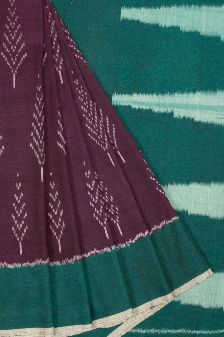 Violet Handloom Pochampally Ikat Cotton Saree - Avishya