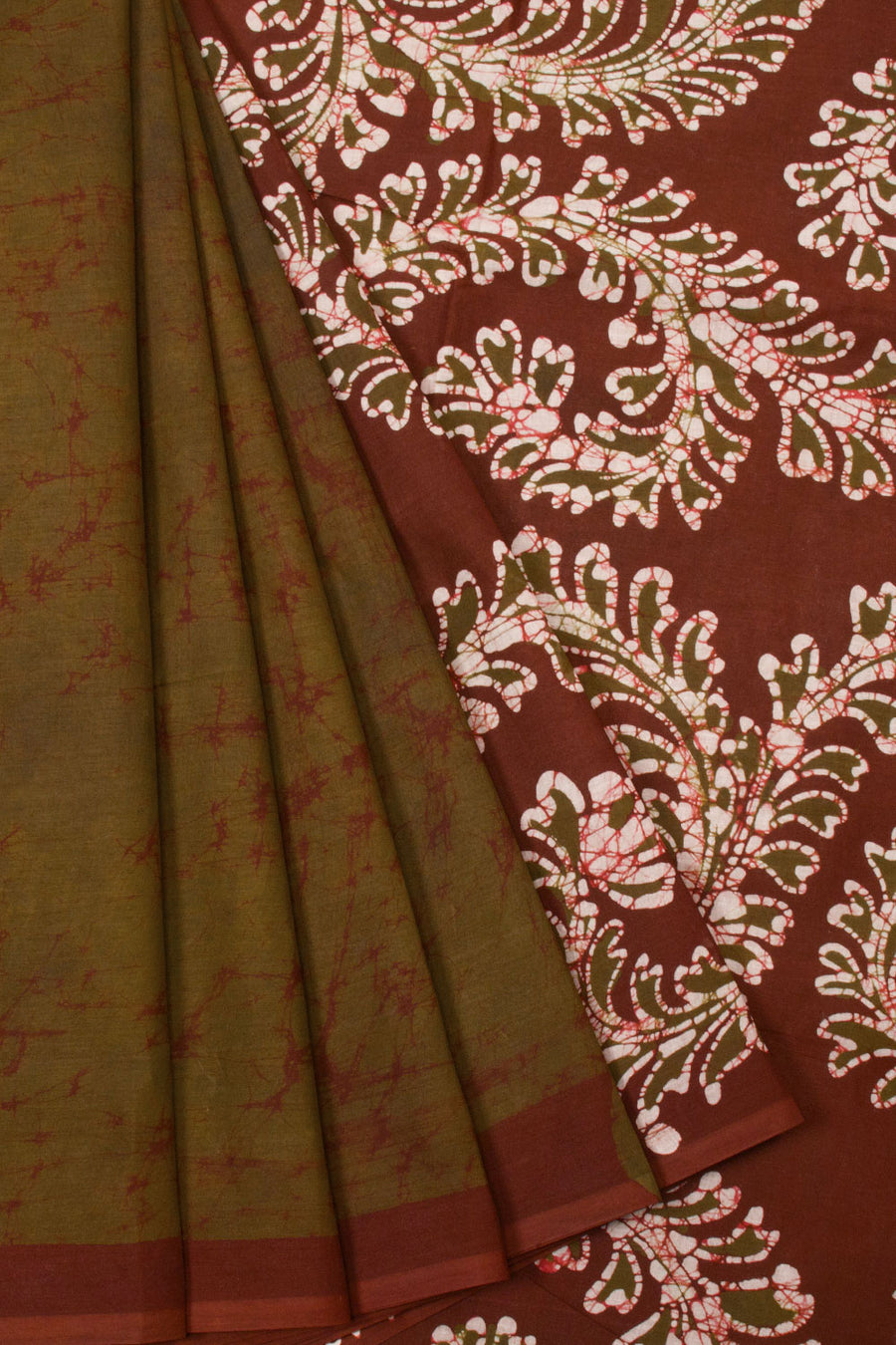 Brown Batik Printed Cotton saree - Avishya