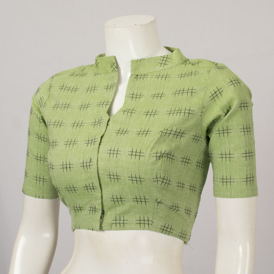Green Handwoven Cotton Blouse - Avishya