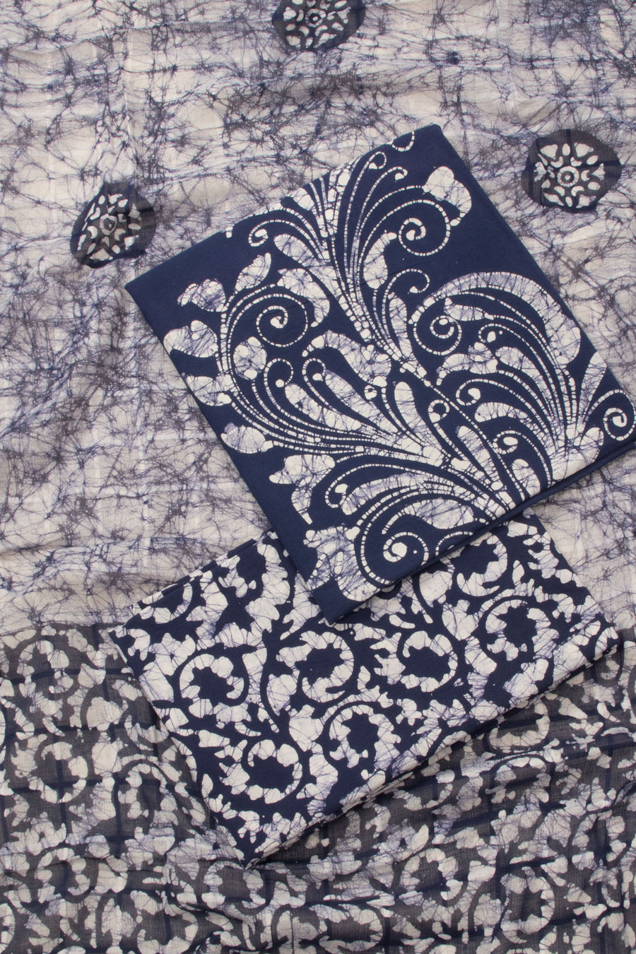 Blue Batik Cotton 3-Piece Salwar Suit Material  - Avishya