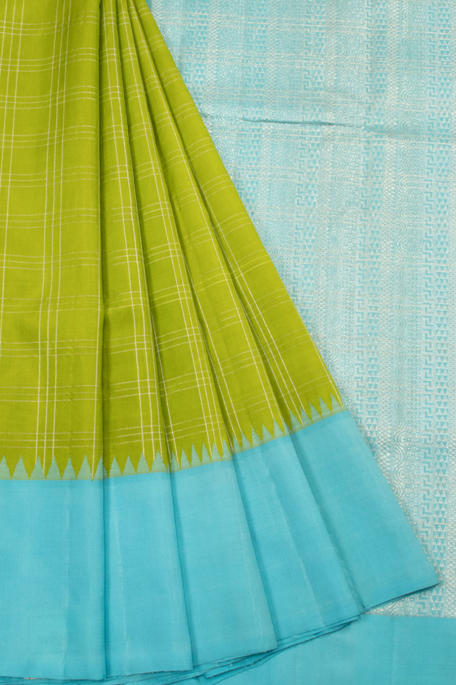 Icky Green Handloom Korvai Kanjivaram Silk Saree - Avishya