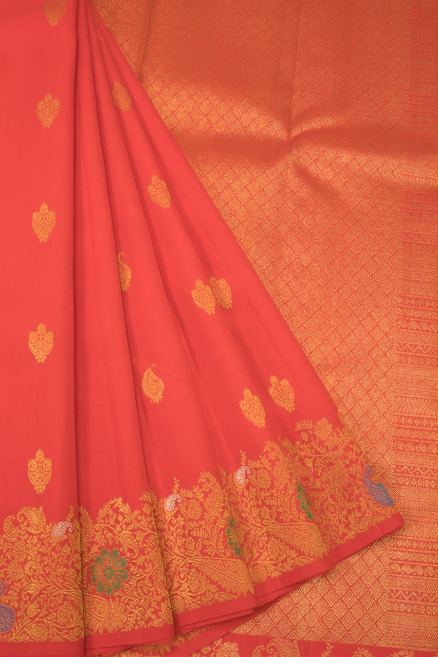 Orange  Bridal Handloom Kanjivaram Silk Saree  - Avishya