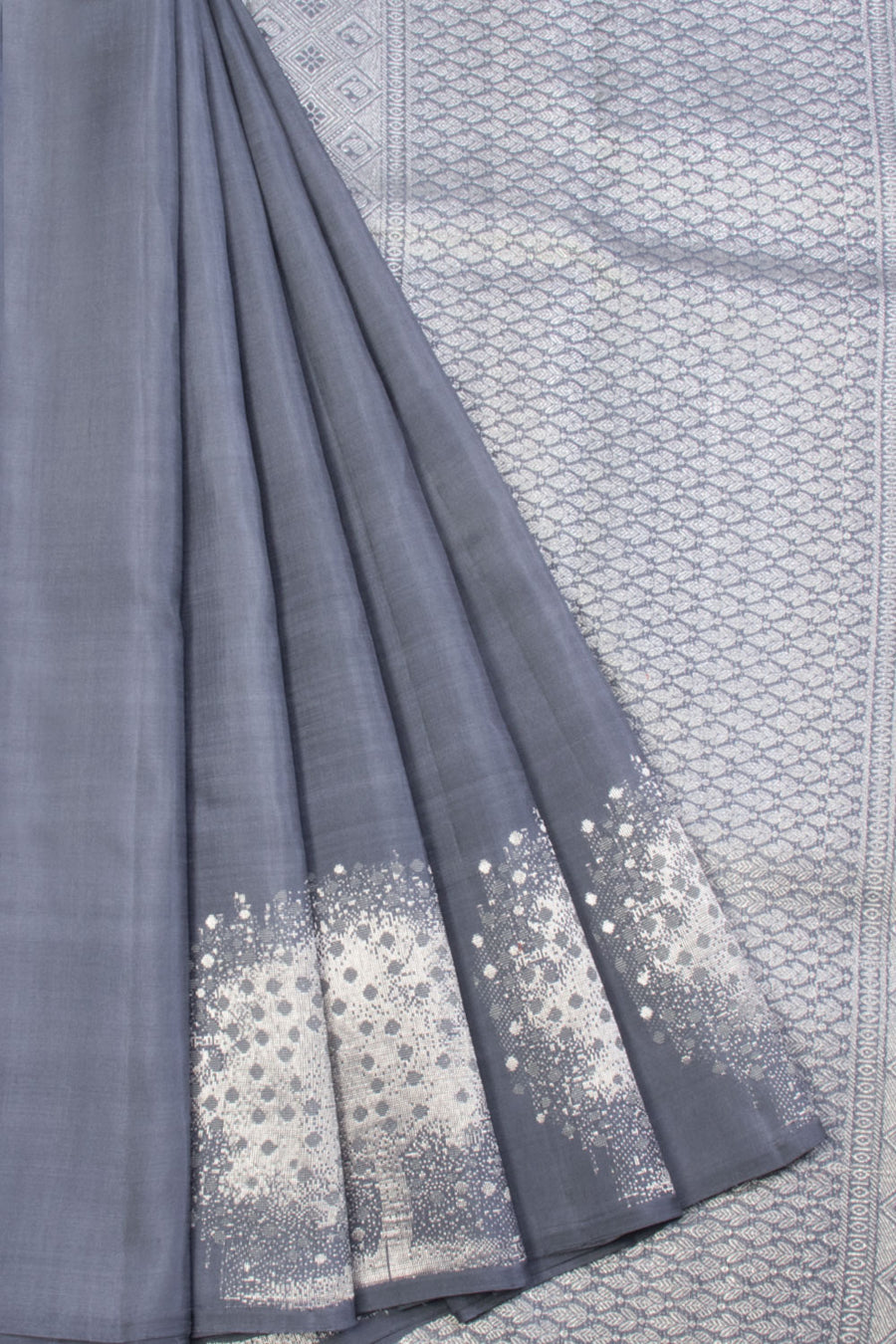 Lava Grey Handloom Kanjivaram silk saree  - Avishya