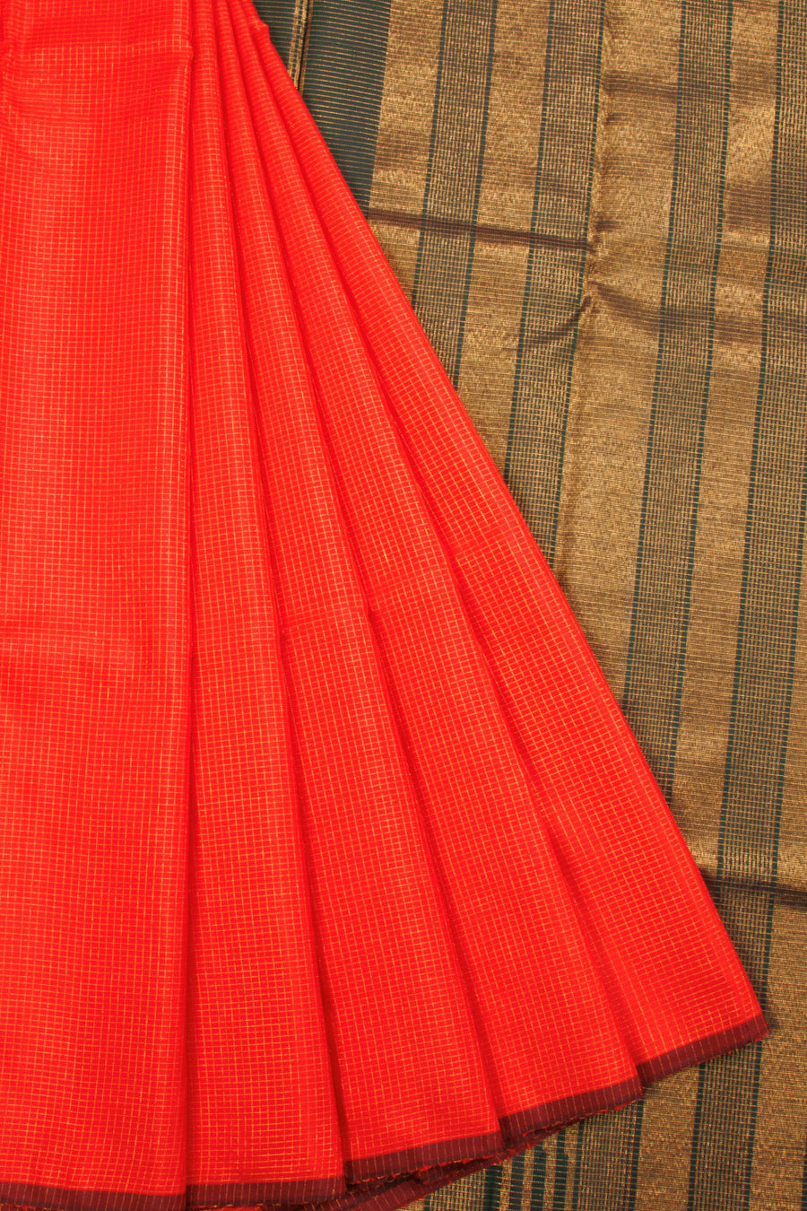 International Orange Handloom Kanjivaram silk saree - Avishya