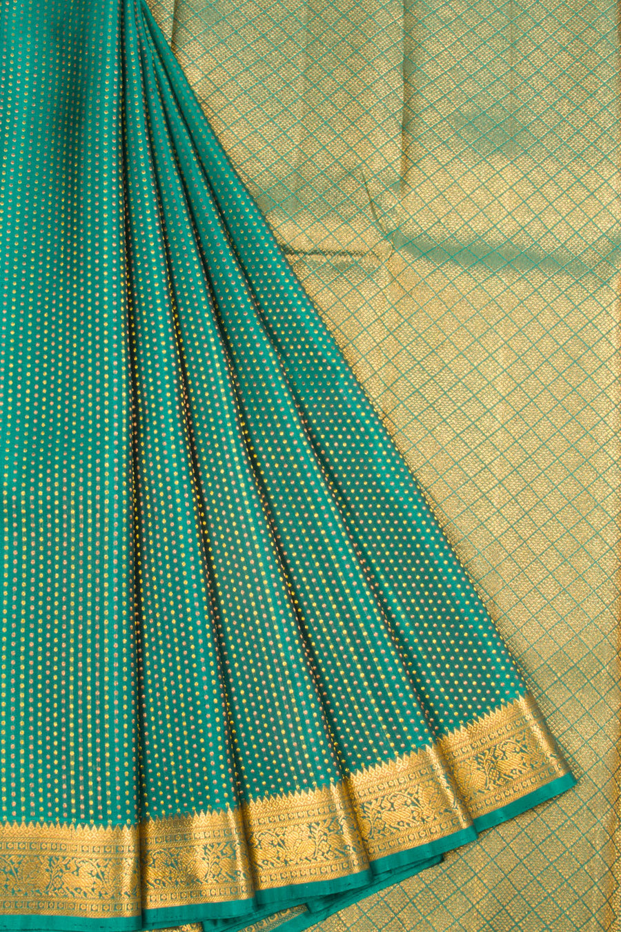 Castleton Green Handloom Bridal Kanjivaram silk saree - Avishya 