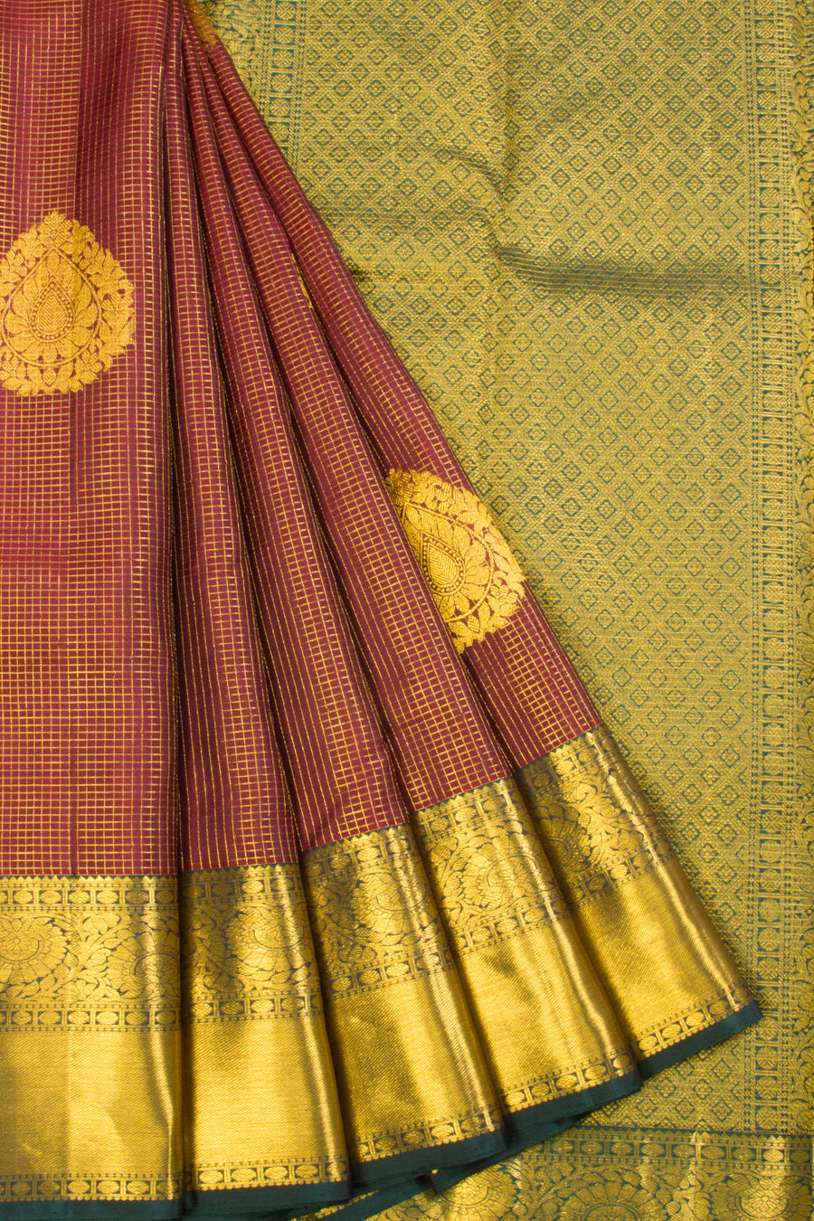 Chestnut Brown Handloom Bridal Kanjivaram silk saree  - Avishya