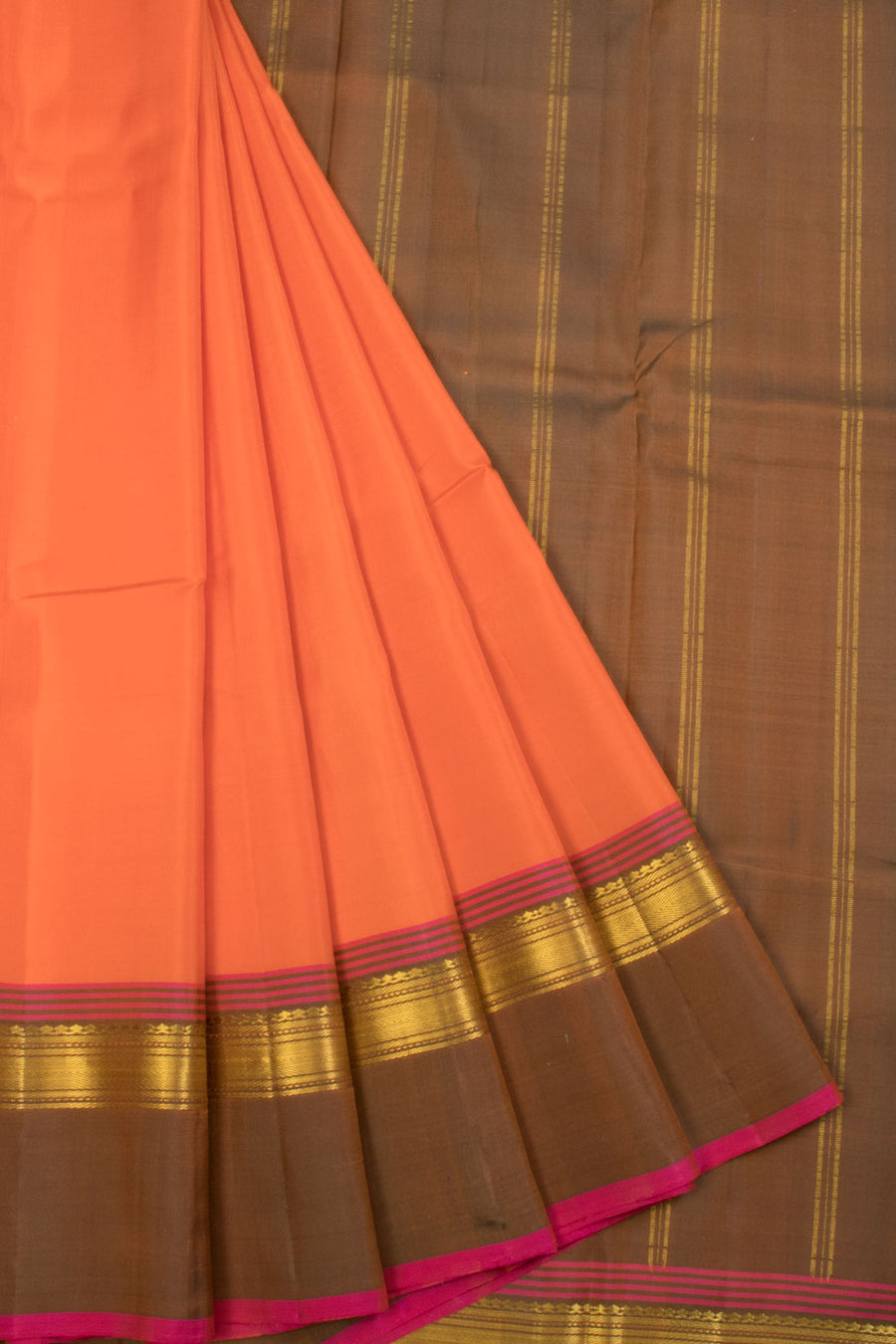 Orange Handloom Kanjivaram silk saree  - Avishya