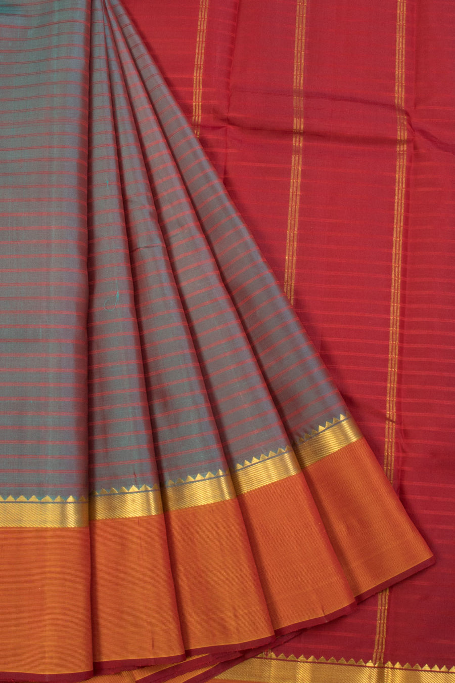 Graphite Grey Handloom Kanjivaram silk saree - Avishya