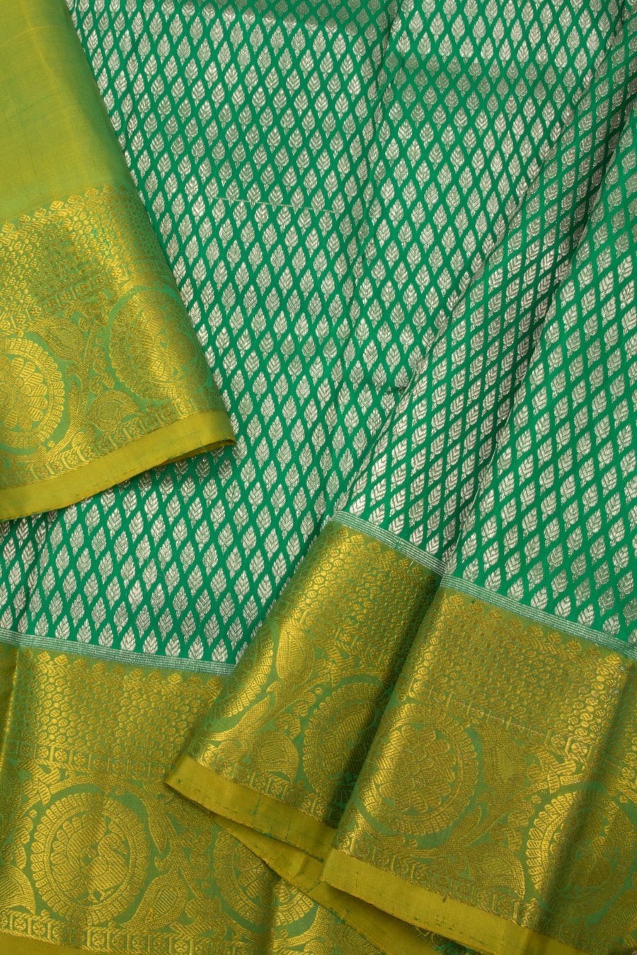 Green Kanjivaram Pattu Pavadai Material -Avishya