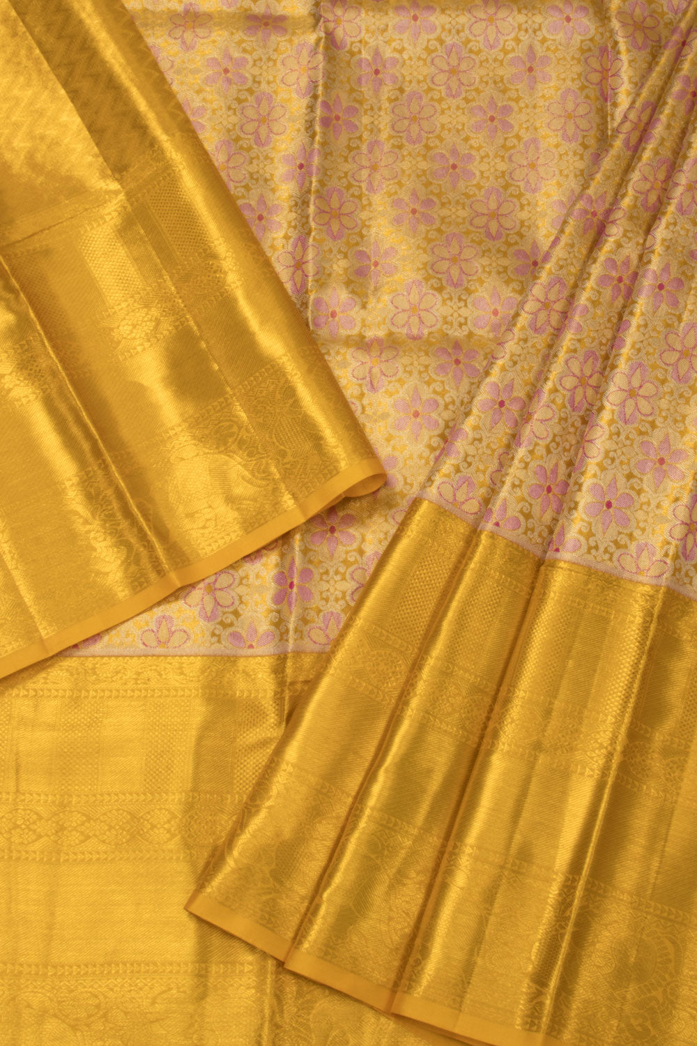 Golden Shade Kanjivaram Pattu Pavadai Materia-Avishya