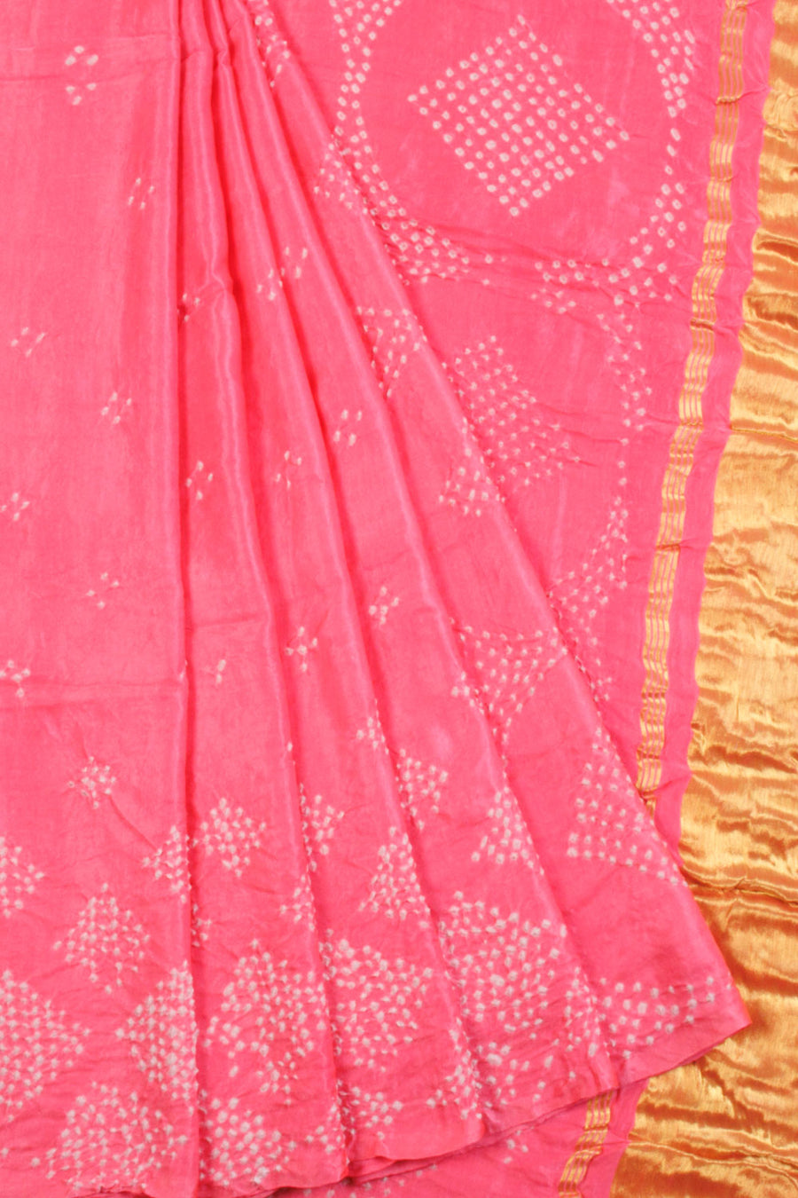 Pink Handcrafted Bandhani Gajji Silk Saree - Avishya