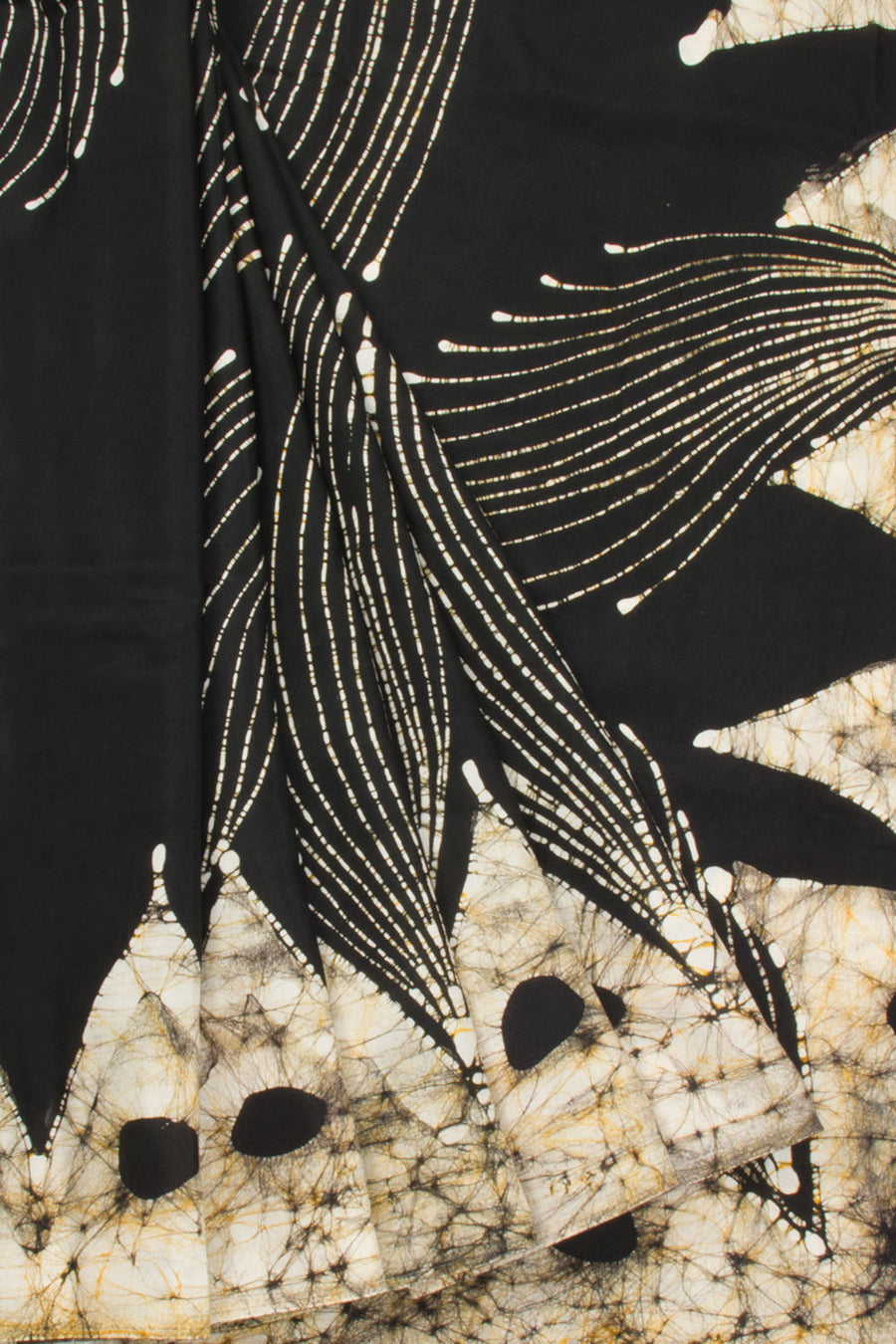 Black Batik Muslin Silk Saree - Avishya