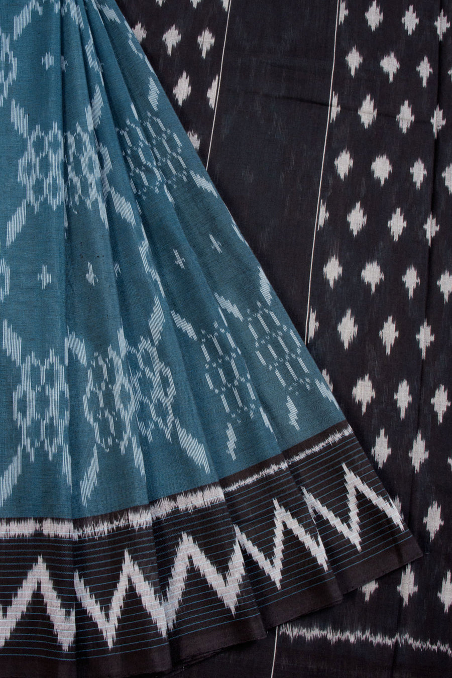 Blue Handloom Telia Rumal Ikat Cotton Saree 10068748 - Avishya