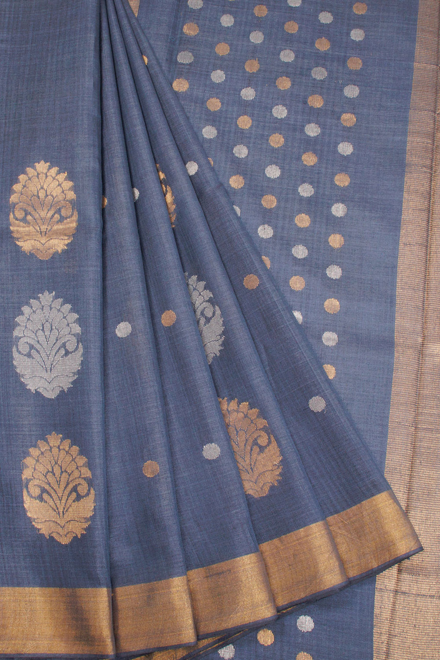 Grey Chhattisgarh Tussar Silk Saree 10068830 - Avishya