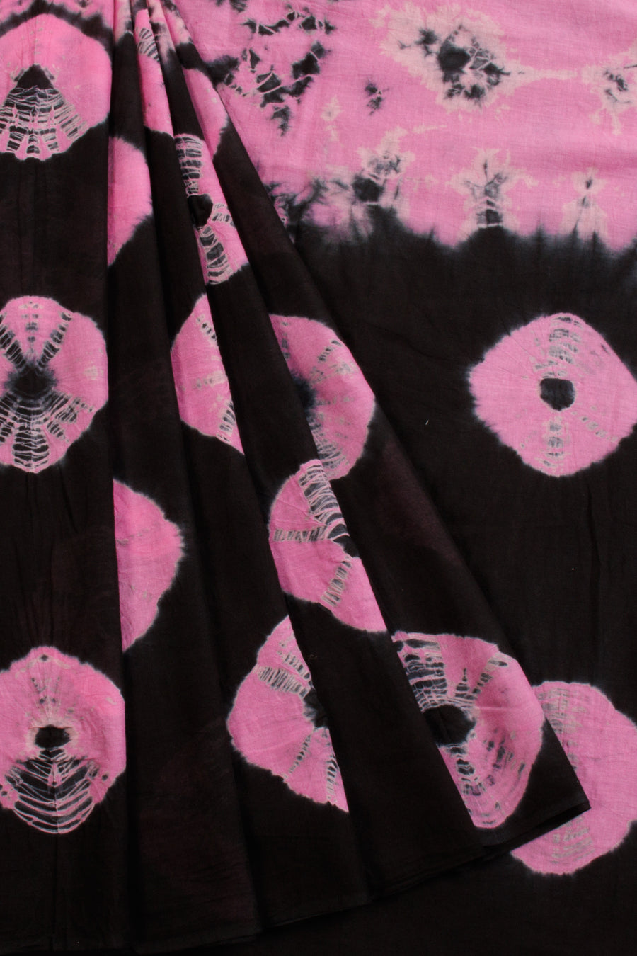 Black Shibori Printed Cotton Saree 10069073 - Avishya