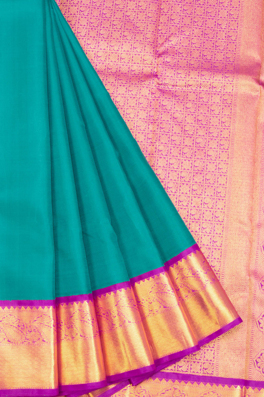 Green Handloom Korvai Kanjivaram silk saree 10069123 - Avishya