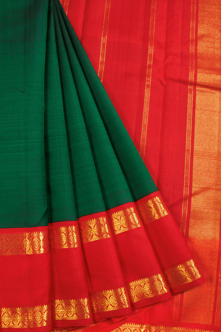 Green Handloom Korvai Kanjivaram Silk Saree 10069130