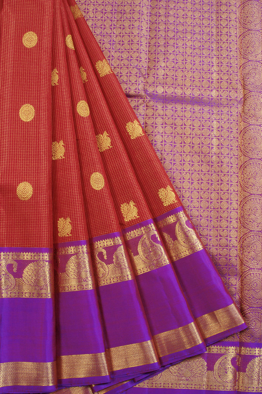 Maroon Handloom Kanjivaram Silk Saree 10069132 - Avishya