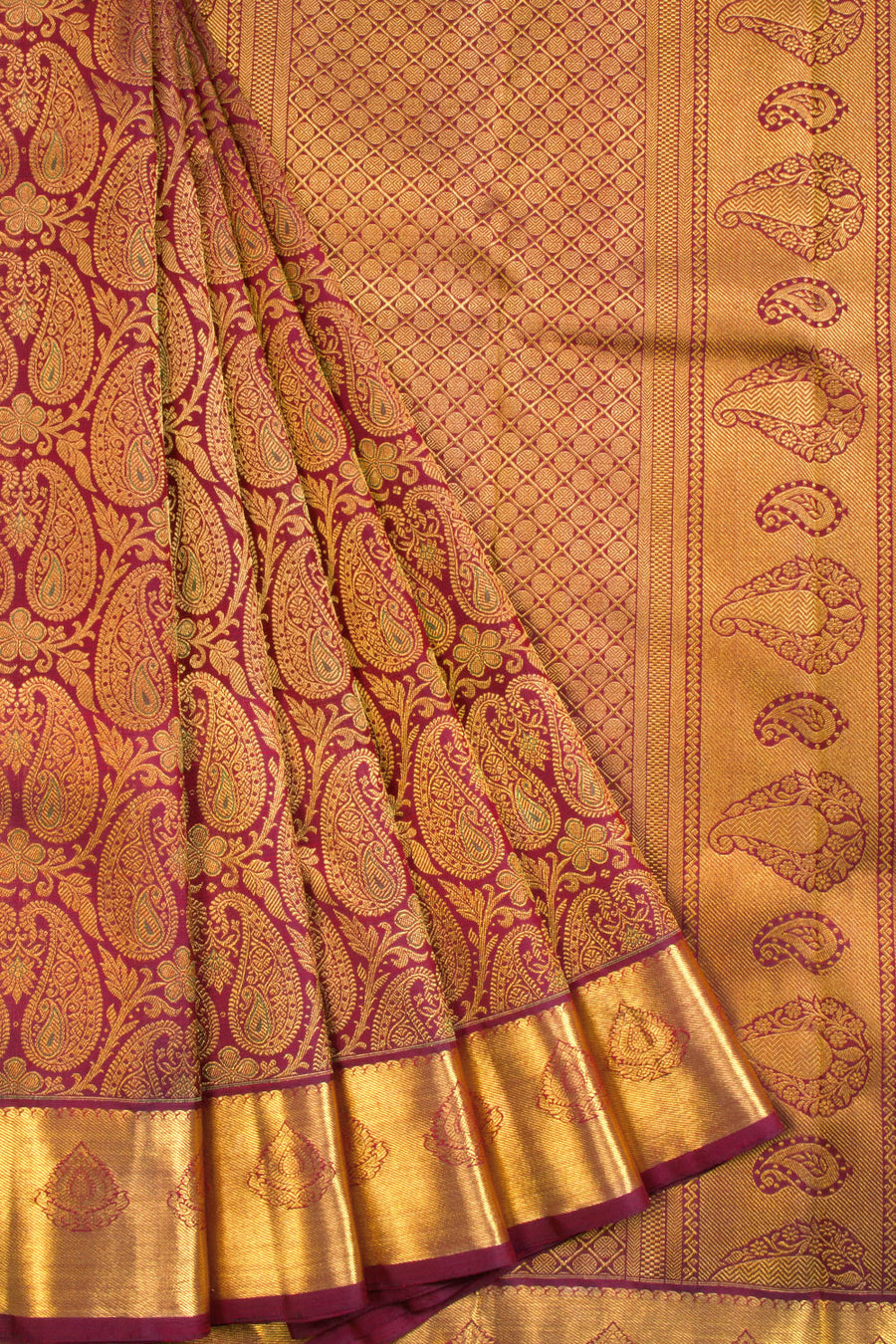 Maroon Handloom Bridal Kanjivaram Silk Saree 10069158 - Avishya