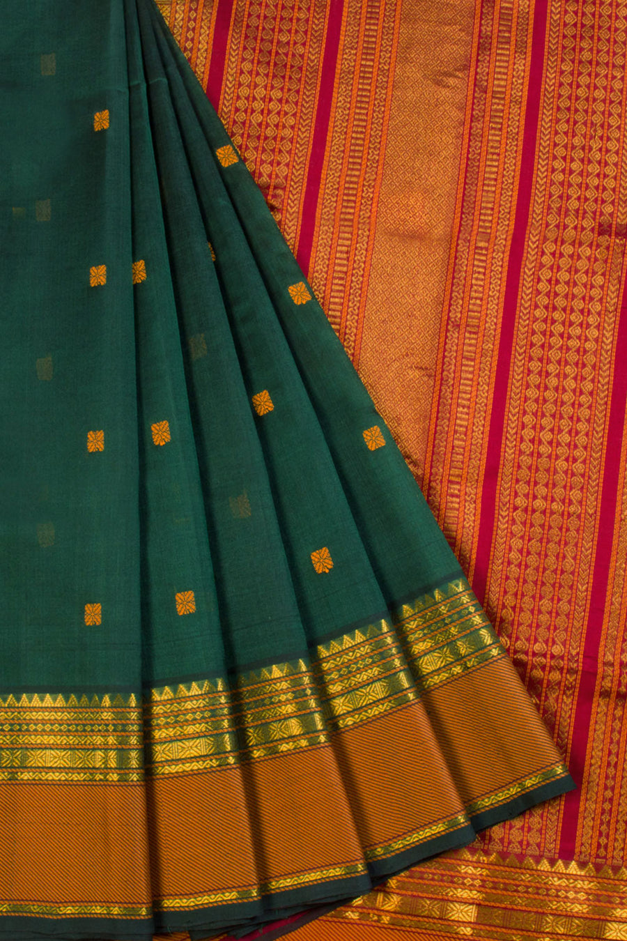 Green Handloom Kanchi Silk Cotton Saree 10069263 - Avishya