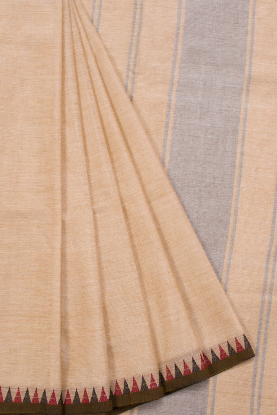 Beige Handwoven Kanchi Cotton Saree 10069300 - Avishya