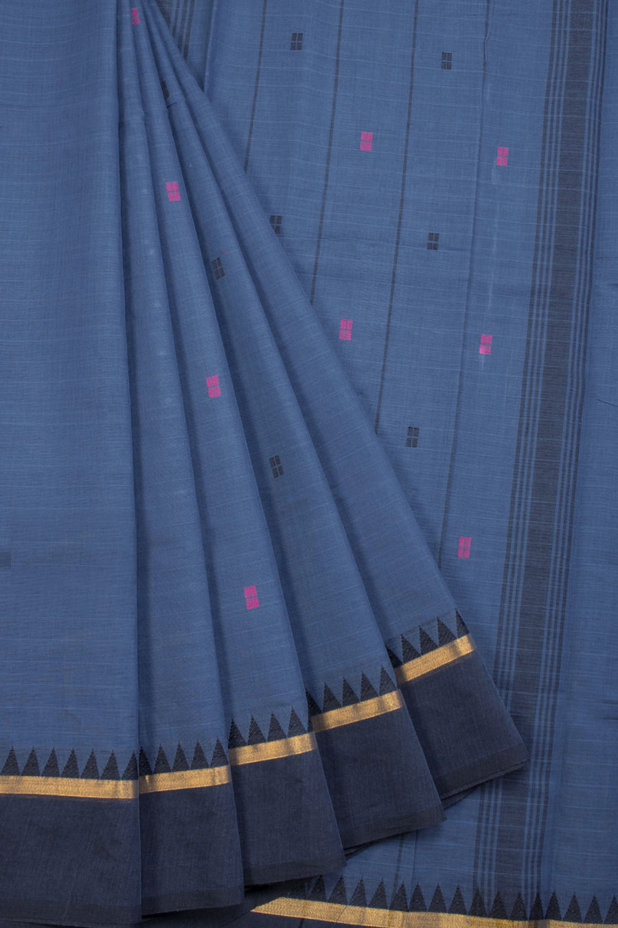 Blue Handwoven Kanchi Cotton Saree 10069329 - Avishya