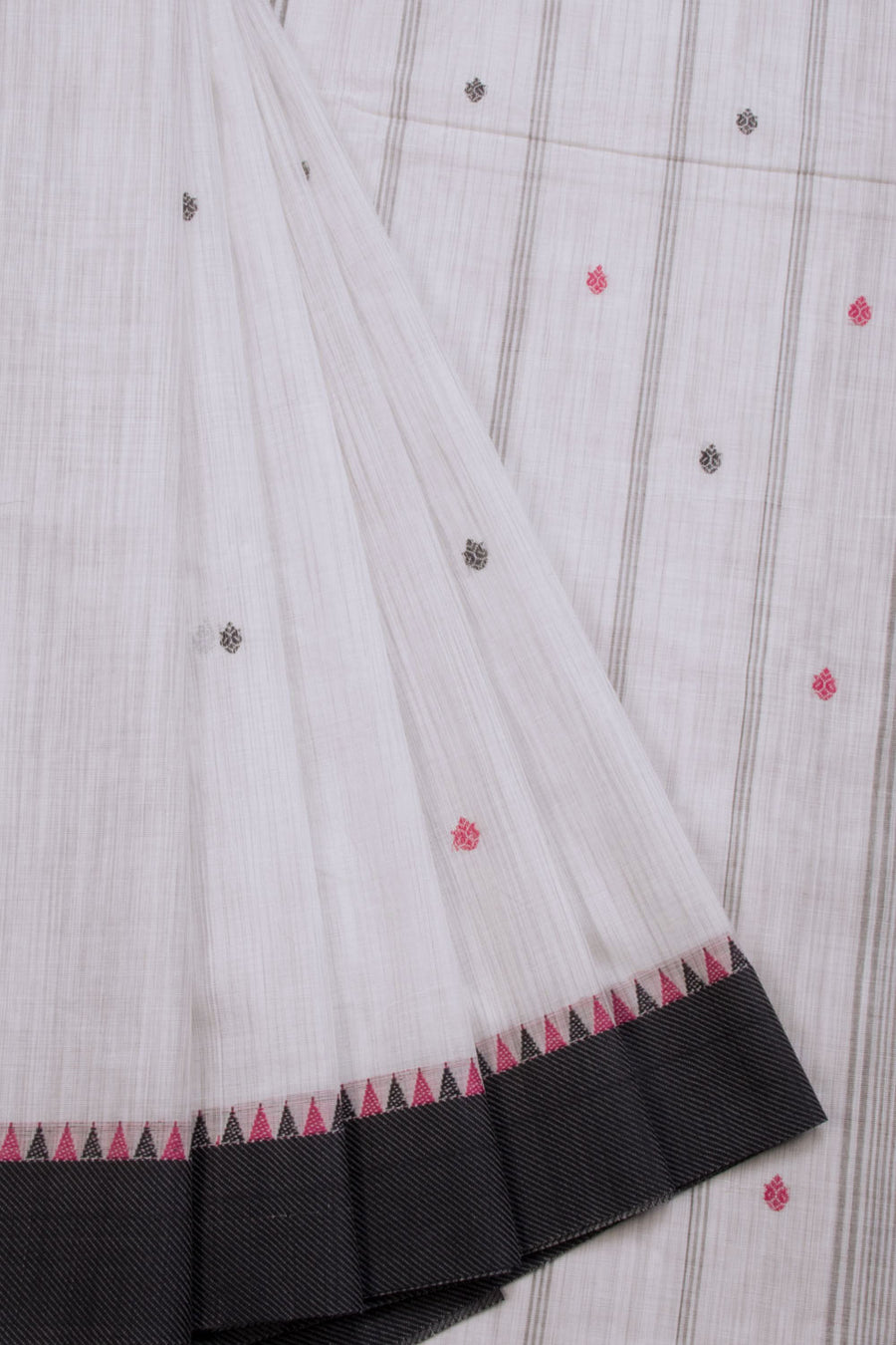 Off White Handwoven Kanchi Cotton Saree 10069333 - Avishya