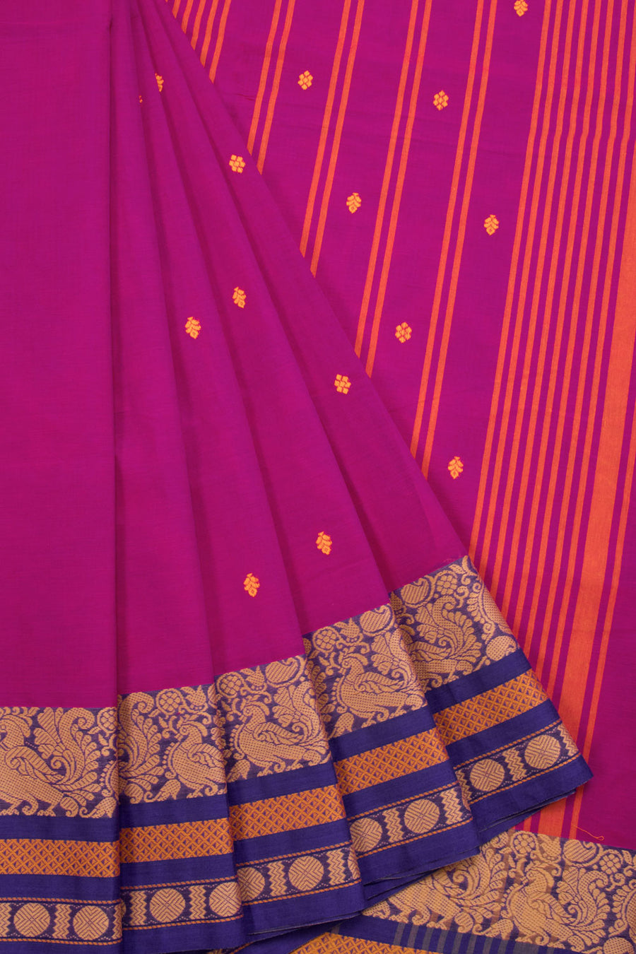 Magenta Handwoven Kanchi Cotton Saree 10069339 - Avishya