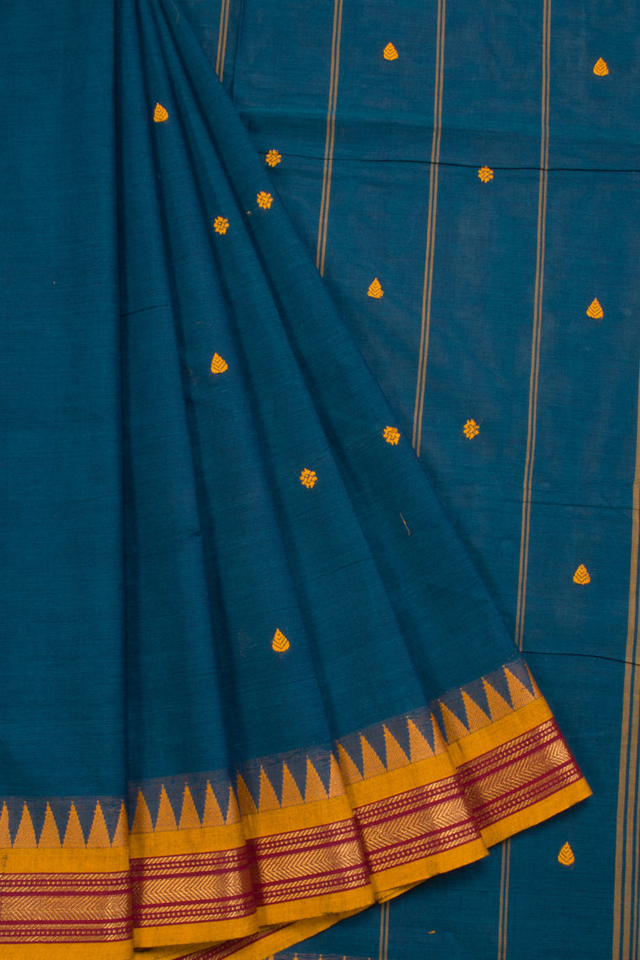 Blue Handwoven Kanchi Cotton Saree 10069341 - Avishya