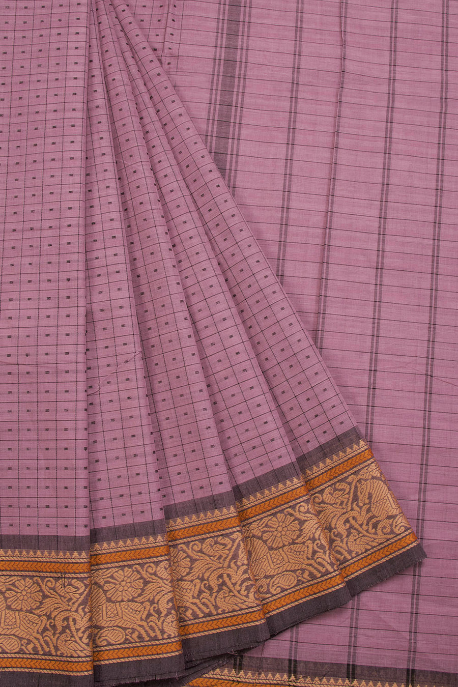 Mauve Handwoven Kanchi Cotton Saree 10069347 - Avishya