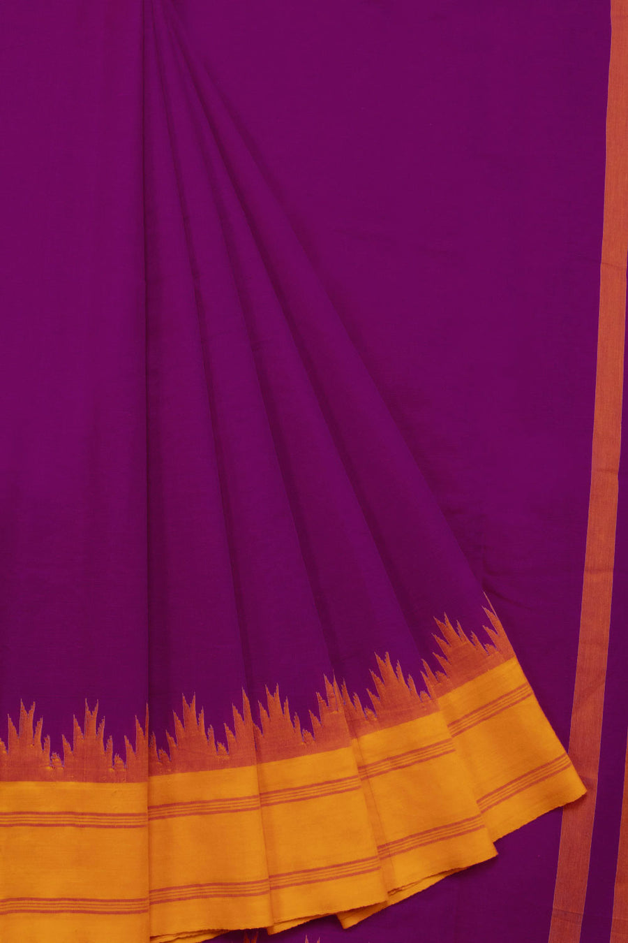 Dark Magenta Handloom Kanchi Cotton Saree - Avishya
