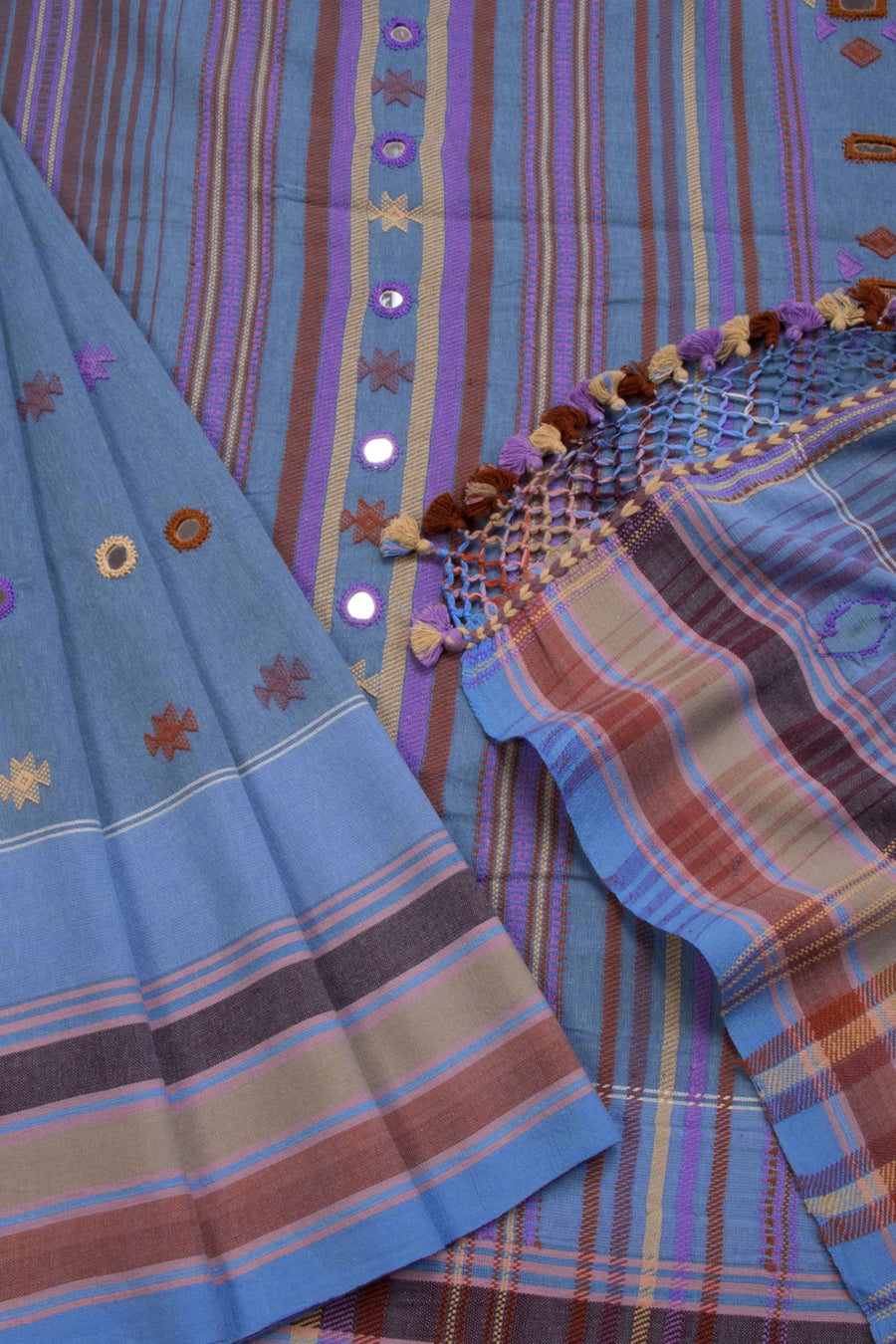 Blue Handloom Bhujodi Kala Cotton Saree 10069845 - Avishya