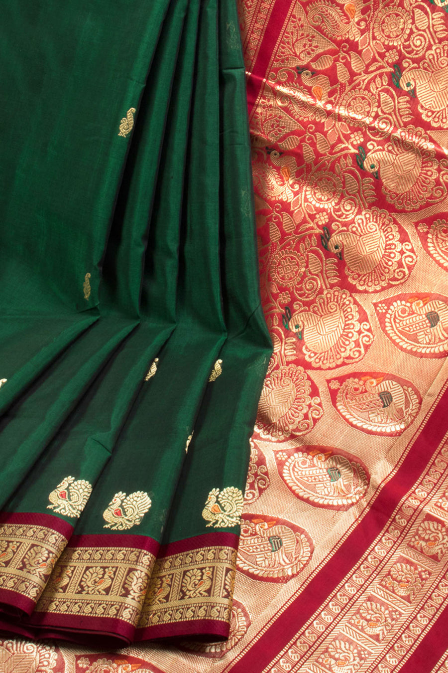 Green Madurai Silk Cotton Saree 10069890 - Avishya