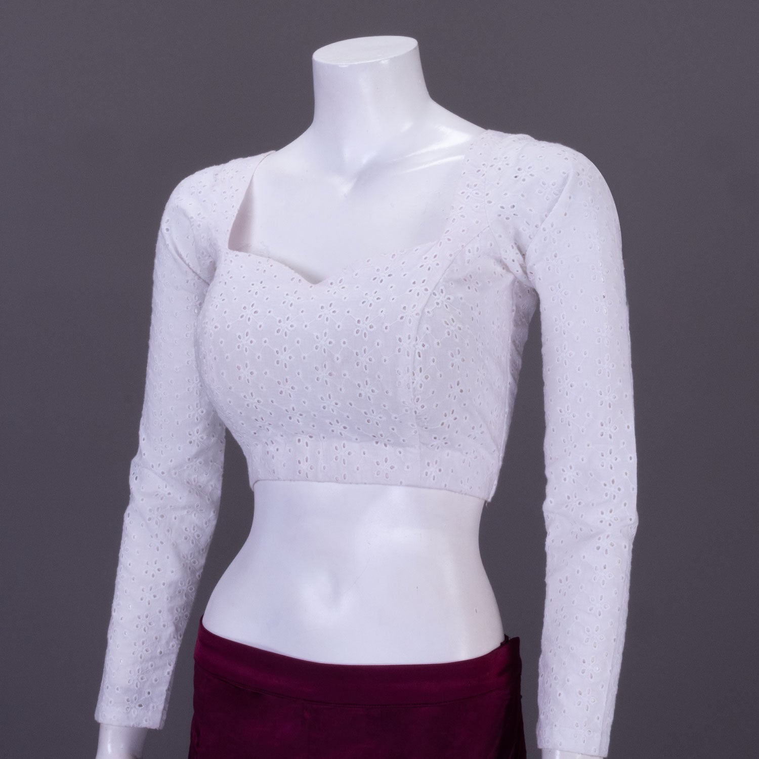 acka fluffy volume blouse White Multi Mirror Work Puffy Sleeves