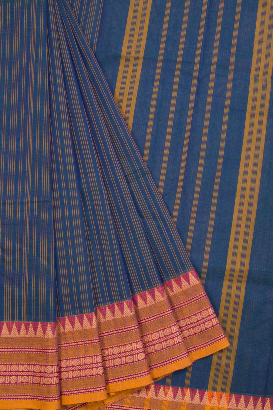  Blue Handloom Chettinad Cotton Saree 10070040 - Avishya