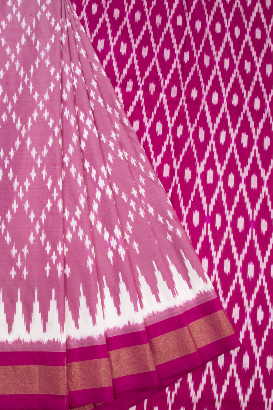 Pink Handloom Pochampally Ikat Silk Saree