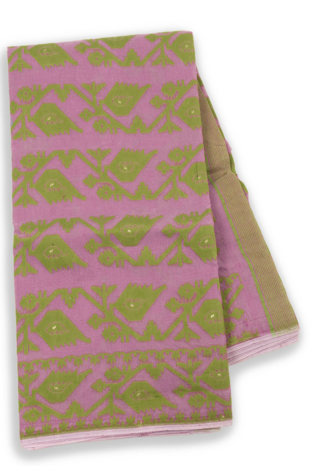 Mauve boxy V neck jamdani dress main image 0