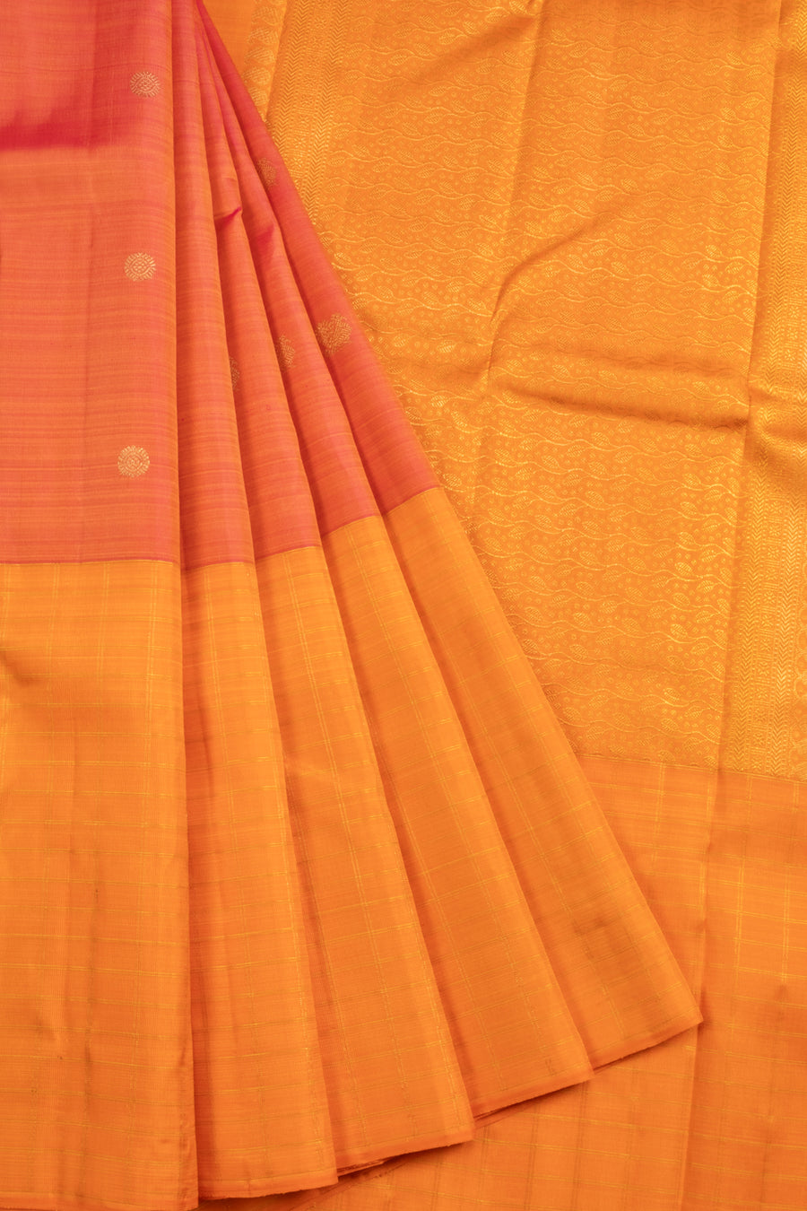 Orange Handloom Koravi Kanjivaram Silk Saree 10069134 - Avishya
